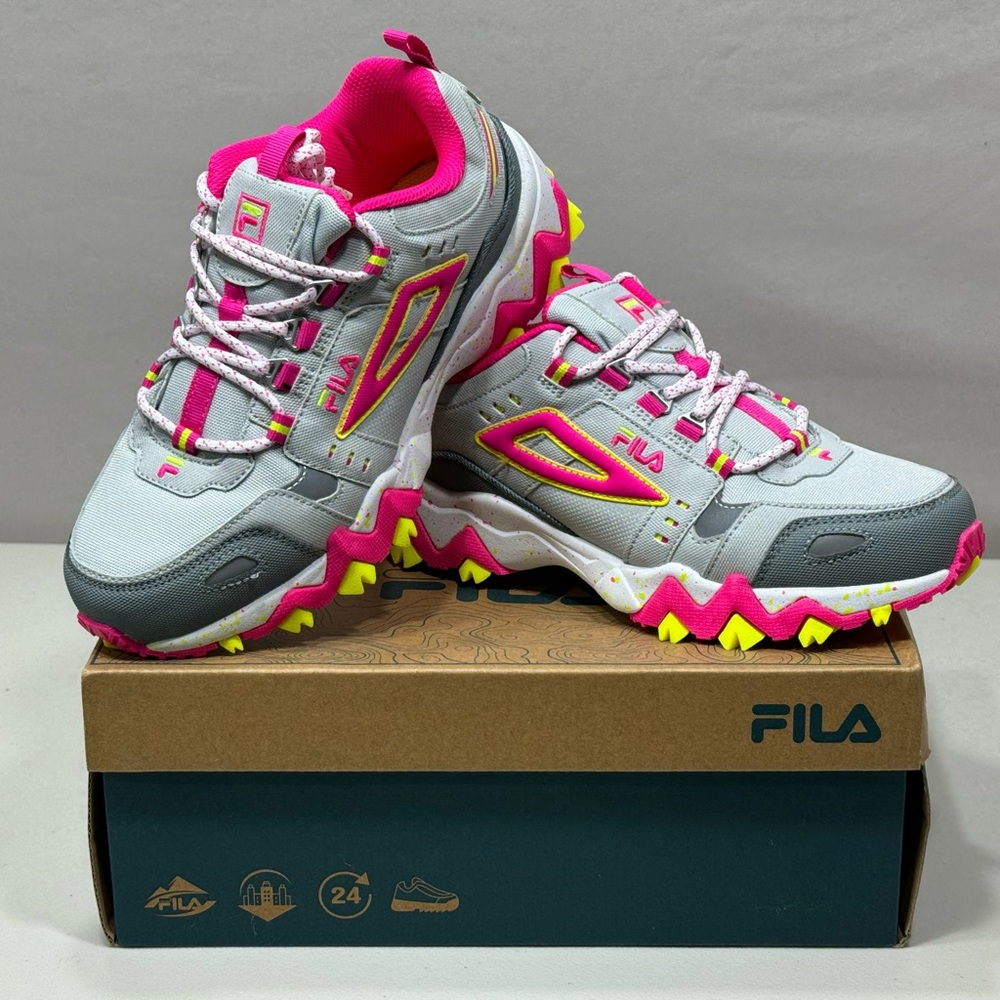 Fila Kids Athletic Shoes in Gray and Neon Pink